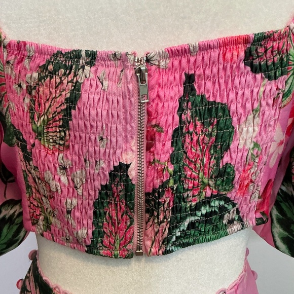 L’Atiste by Amy Pink Floral Butterfly Two-Piece Puff Sleeve Crop Top & Maxi Skir - Picture 8 of 12